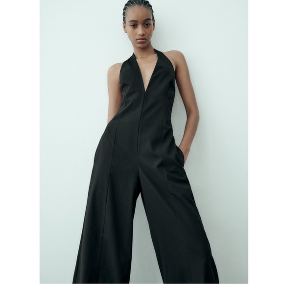 Zara | Black Square-Neck Jumpsuit With Cape Sleeves main image 0